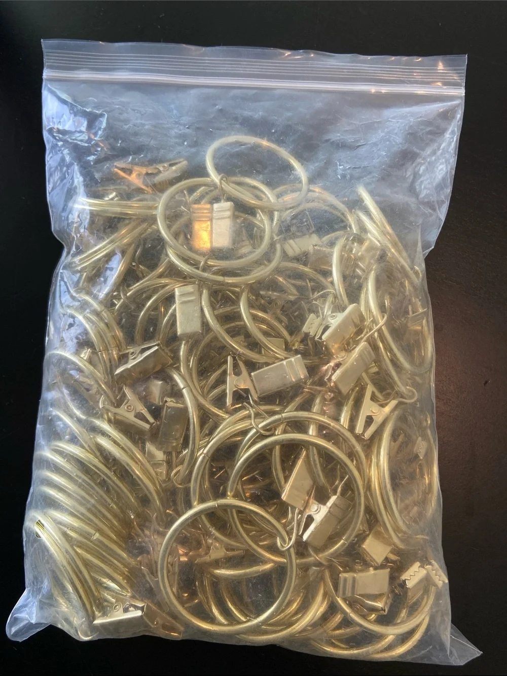 100 gold drapery curtain rings with clips 1.5
